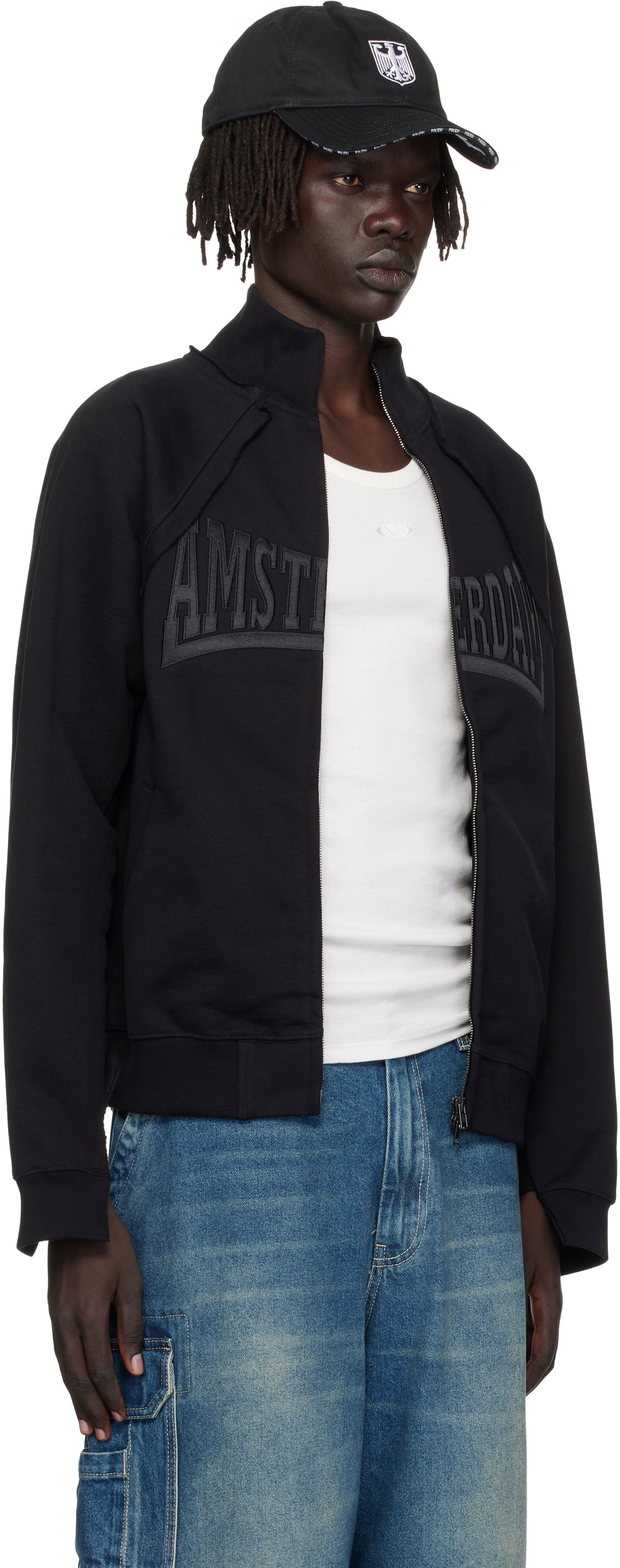 Mikina VETEMENTS VETEMENTS 'Amsterdam' Patched Zip-Up Sweatshirt Čierna | UH76ZU760BB, 1