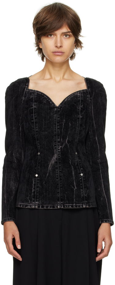 Košeľa Stella McCartney Stella McCartney Washed Denim Sweetheart Neckline Blouse Čierna | 6D00853SPH05, 0