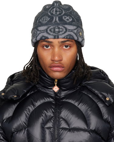 Kulicha Casablanca Casablanca Fluffy Monogram Beanie Šedá | A-AW25-HAT-096-01, 0