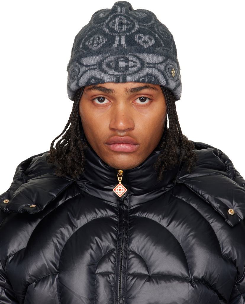 Kulicha Casablanca Casablanca Fluffy Monogram Beanie Šedá | A-AW25-HAT-096-01