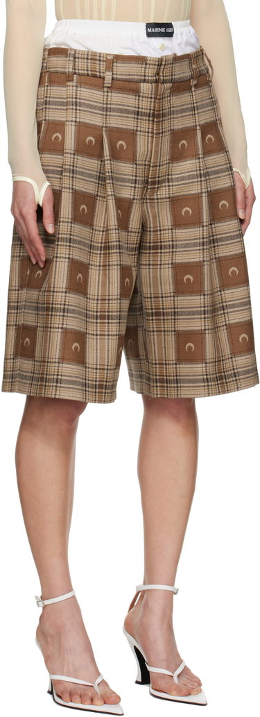 Šortky Marine Serre Marine Serre Moon Checks Jacquard Shorts Hnedá | MSH010A CWOV0064, 1