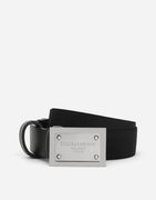 Dolce & Gabbana Fabric Belt with Logo Plaque