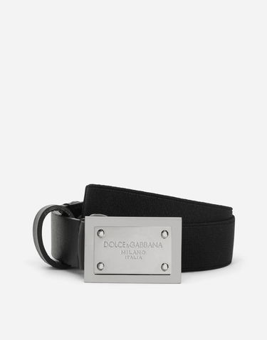 Opasok Dolce & Gabbana Dolce & Gabbana Fabric Belt with Logo Plaque Čierna | EC0081AE27180999, 0