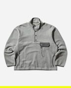 Mock Neck Snap Placket Sweatshirt with Chest Pocket