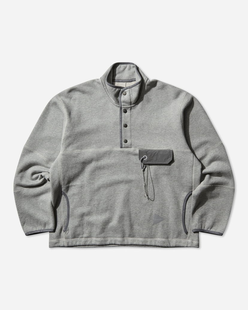 Mikina and wander Mock Neck Snap Placket Sweatshirt with Chest Pocket Šedá | 5745284080 020
