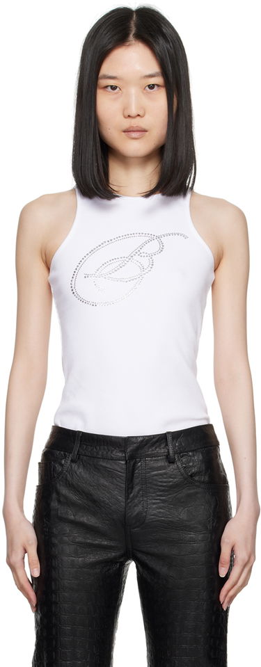 Tielko Blumarine Crystal-Cut Logo Tank Top Biela | A422T076A, 0