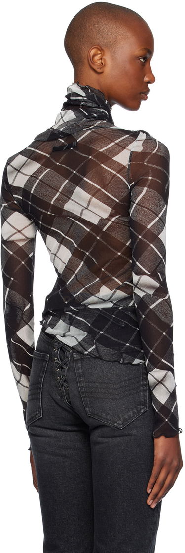 Košeľa Jean Paul Gaultier Jean Paul Gaultier Distorted Tartan Long Sleeve T-Shirt Čierna | 24/31-F-TO237-T573-000201, 2