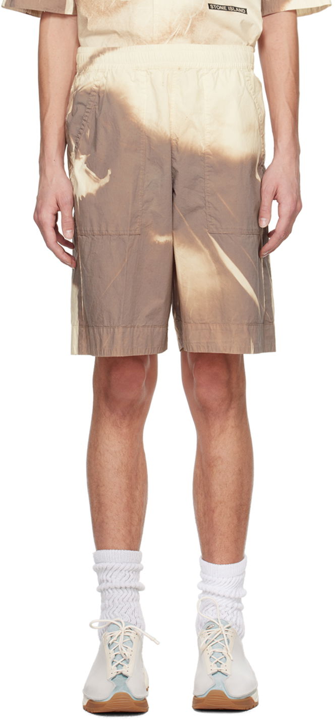 Šortky Stone Island Brown & Off-White Graphic Shorts Béžová | 8015L0695, 0