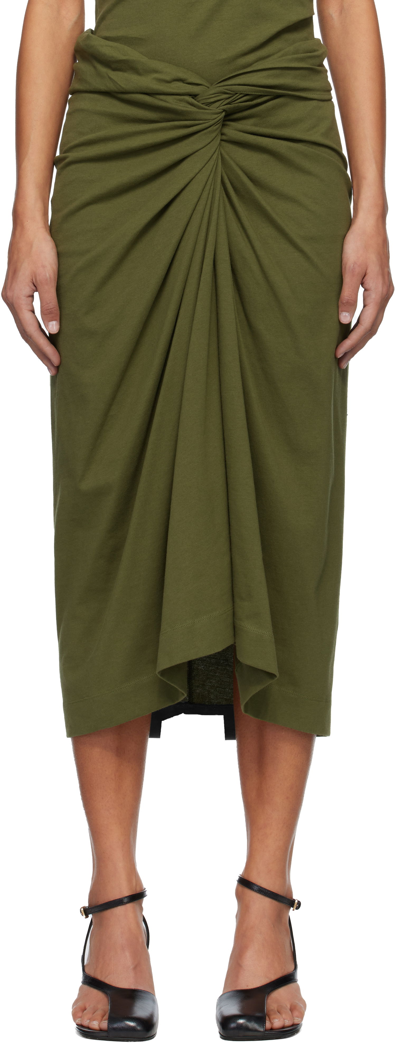 Sukňa Dries Van Noten Dries Van Noten Knotted Jersey Midi Skirt Zelené | 252-011112-2603, 0