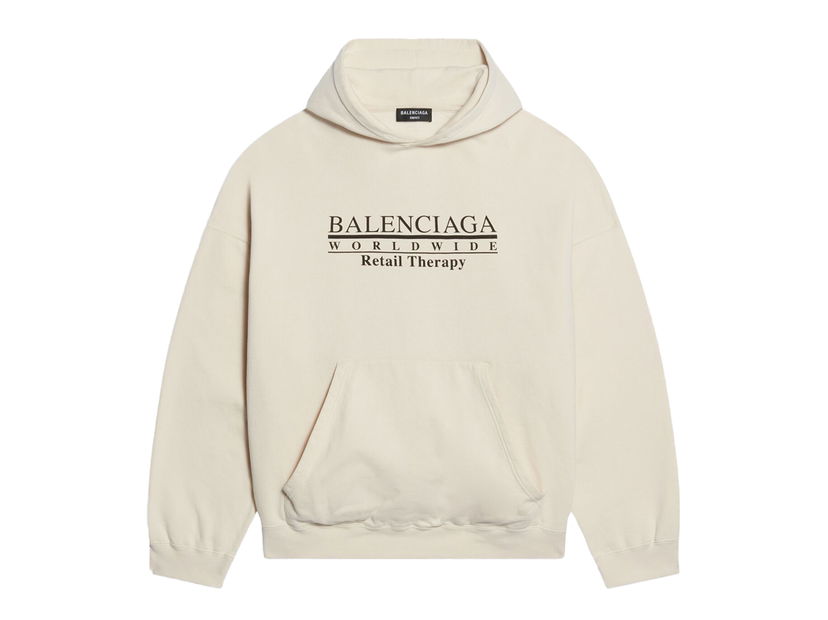 Mikina Balenciaga Retail Therapy Wide Fit Hoodie Béžová | 674986TLVA99054