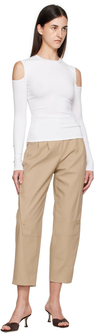 Nohavice Max Mara Max Mara Duomo Pleated Cropped Trousers Béžová | 2521136091600, 3