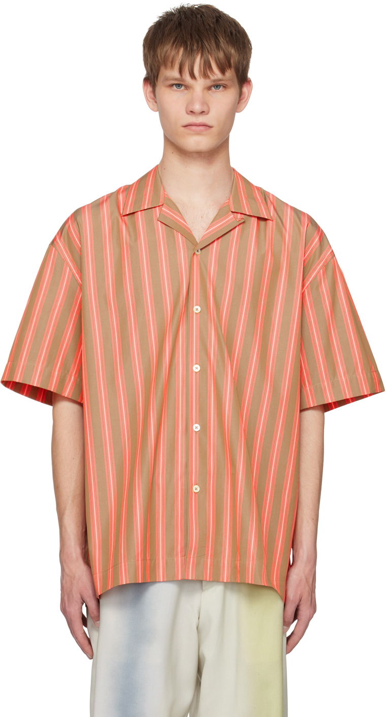 Košeľa Paul Smith Paul Smith Oversized Short-Sleeve Camp Collar Striped Shirt Oranžová | M1R-092Y-K01967-62