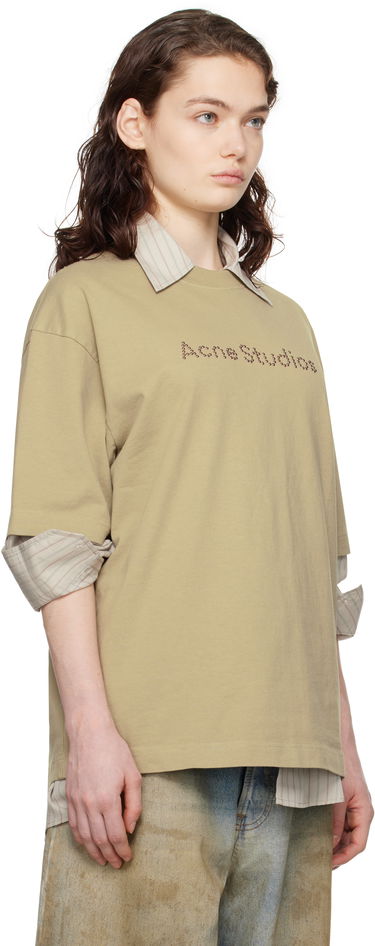Tričko Acne Studios Acne Studios Relaxed Fit Logo T-shirt Béžová | CL0316-, 1