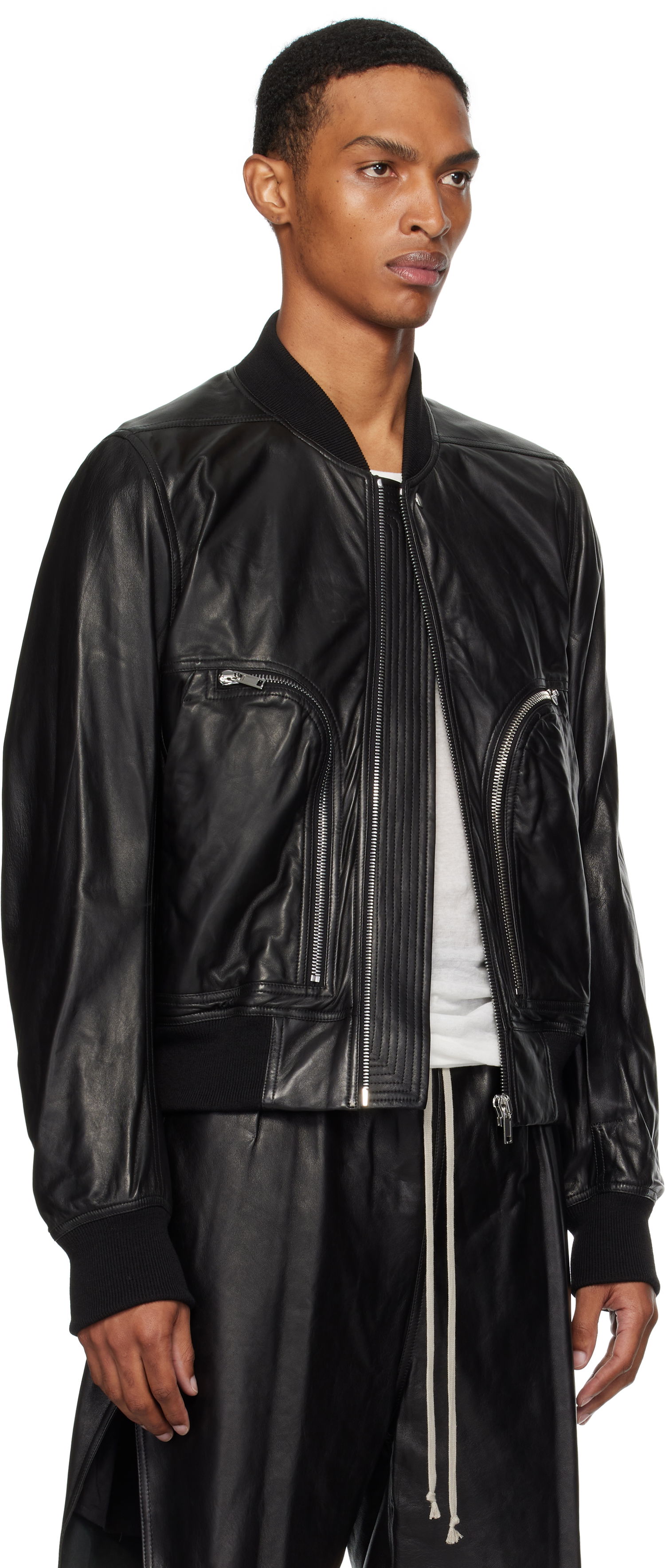 Bomber bunda Rick Owens Rick Owens Bauhaus Flight Leather Bomber Jacket Čierna | RU02E1749 LBY, 1