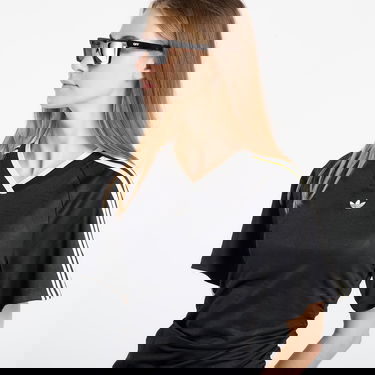 Tričko adidas Originals T-Shirt Rouched V-Neck Short Sleeve Čierna | KC9123, 1