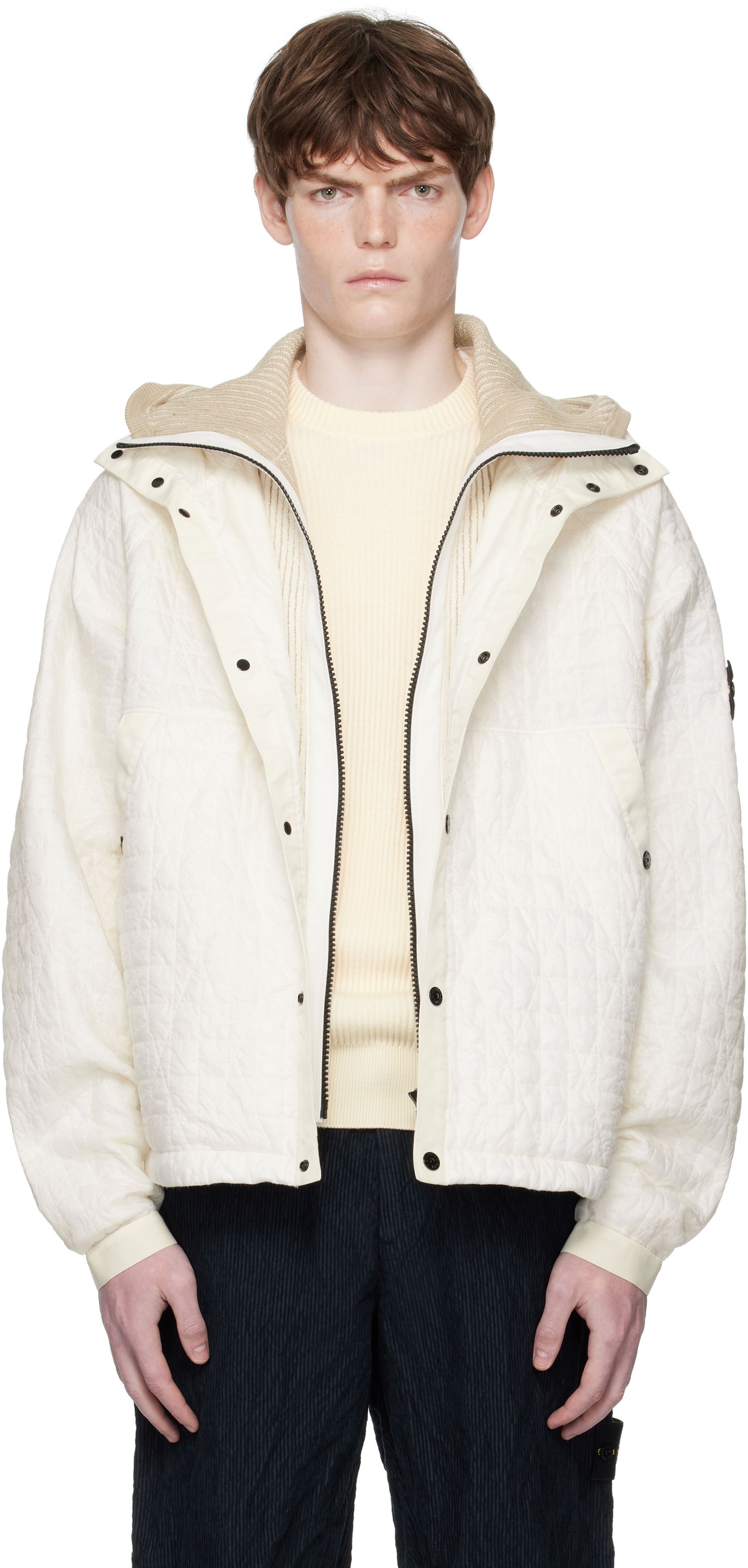 Bunda Stone Island Stone Island Quilted Crinkled Reps Hooded Jacket Biela | K2S15 4100023 S0186, 0