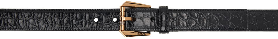 Opasok Versace Versace Croc Effect Leather Belt Čierna | 1008373_1A08711, 0