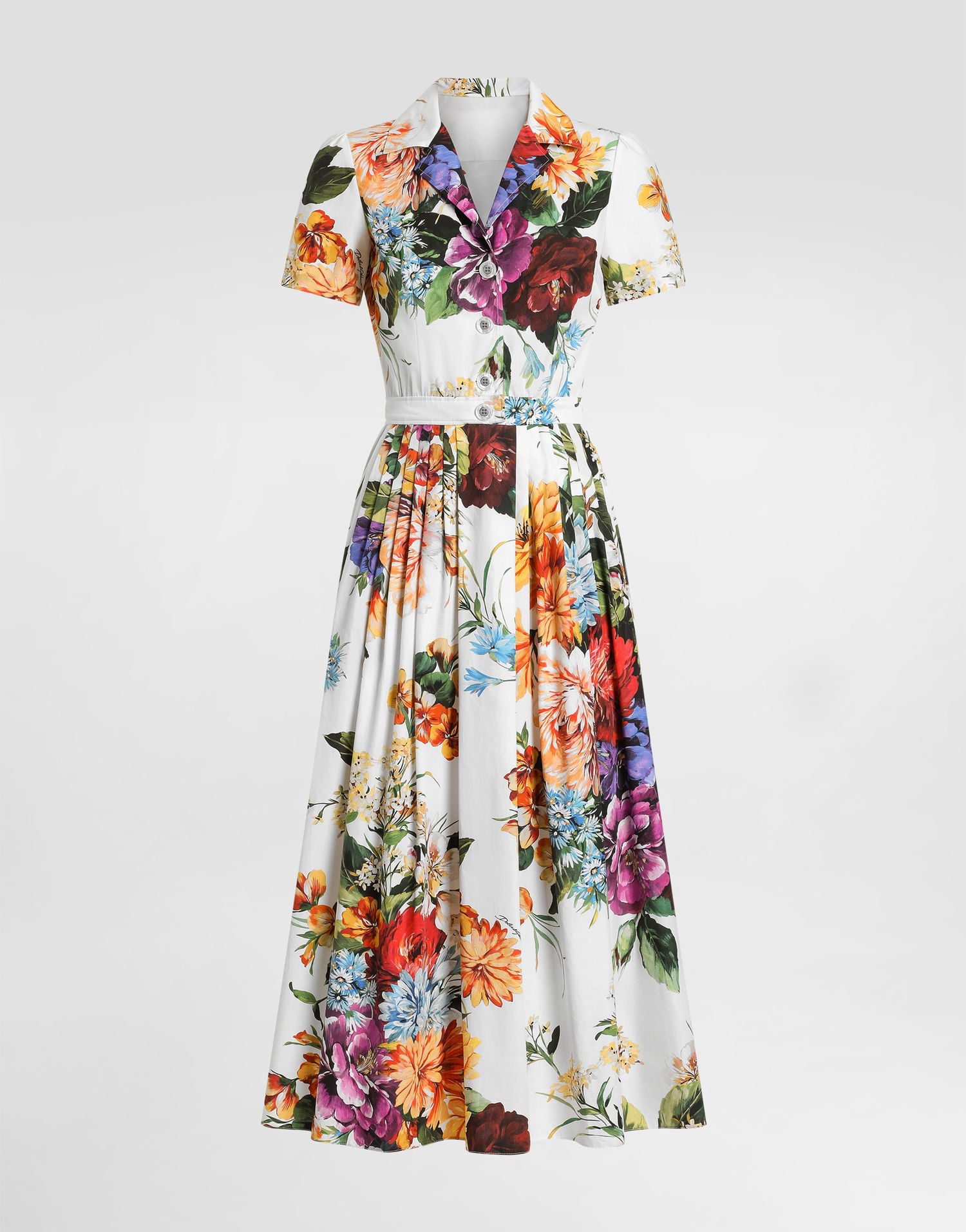 Šaty Dolce & Gabbana Dolce & Gabbana Flower Bouquet Print Poplin Midi Dress Rôznofarebný | F6TVLTHS5TRHA5PC, 0