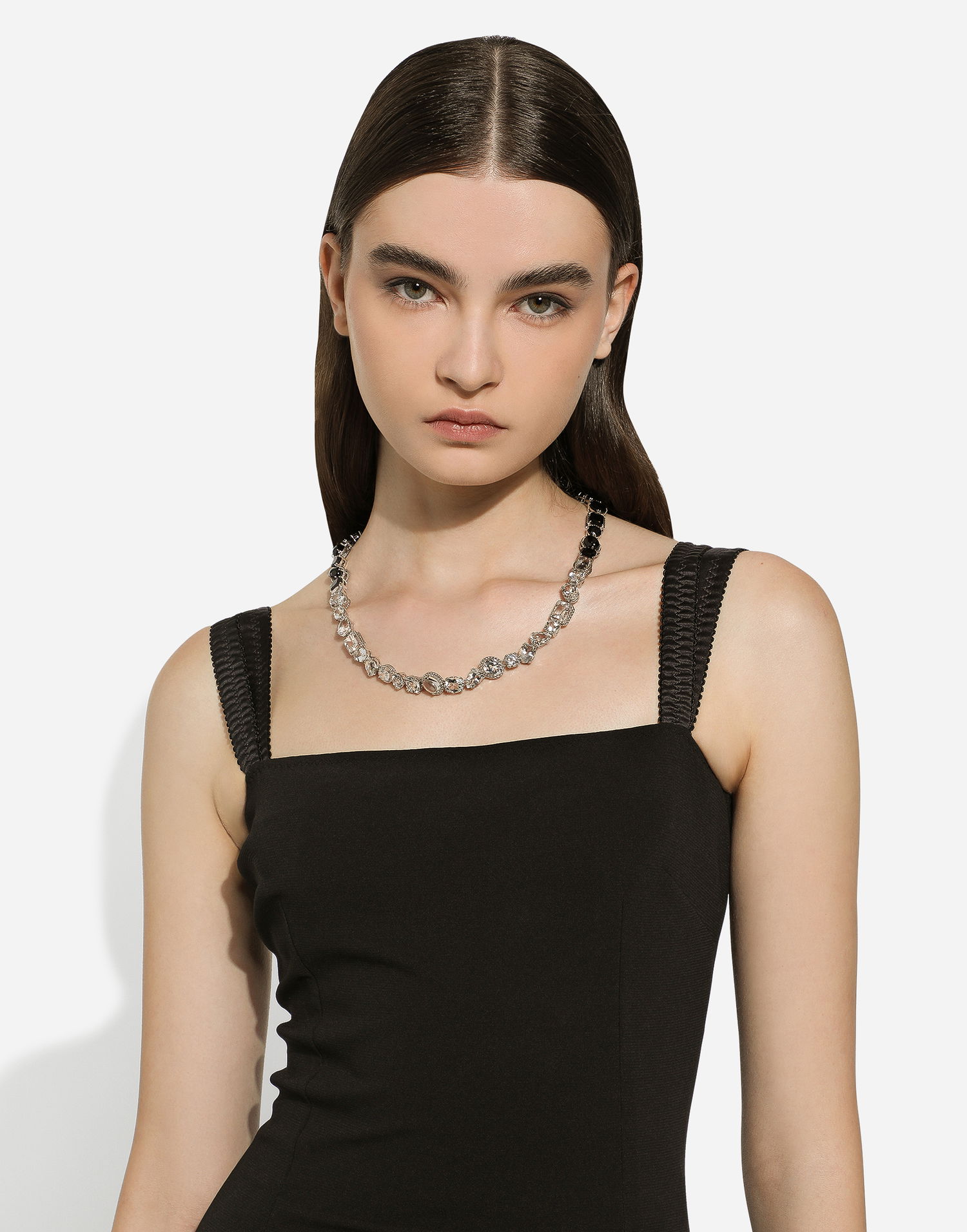 Náhrdelník Dolce & Gabbana 18K White Gold Necklace with Black and Clear Crystals Čierna | WNQA2GWTSQS80001, 1