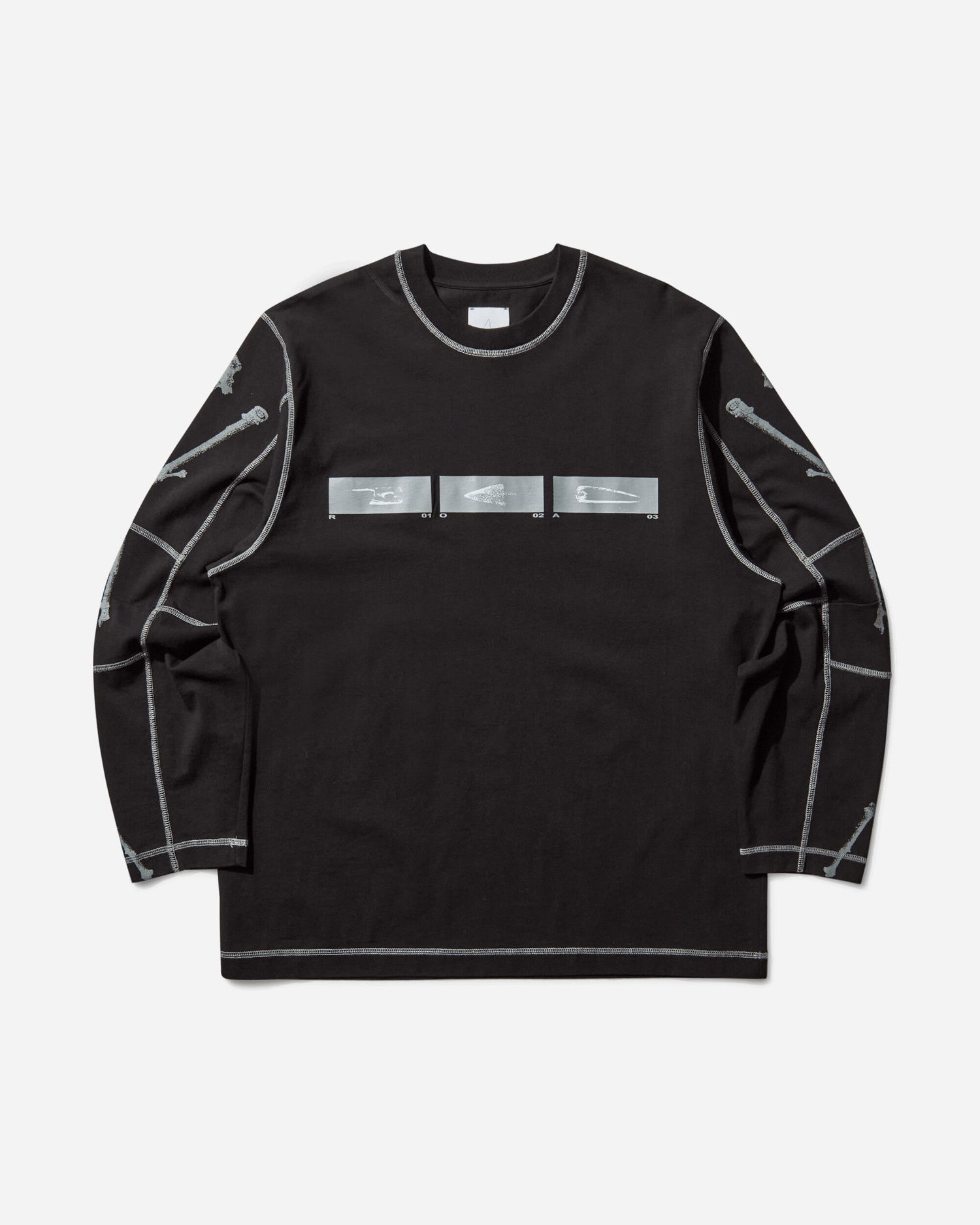 Tričko ROA Sticks Stitch Organic Longsleeve T-Shirt Čierna | RBMW0509JY51 BLK0001, 1