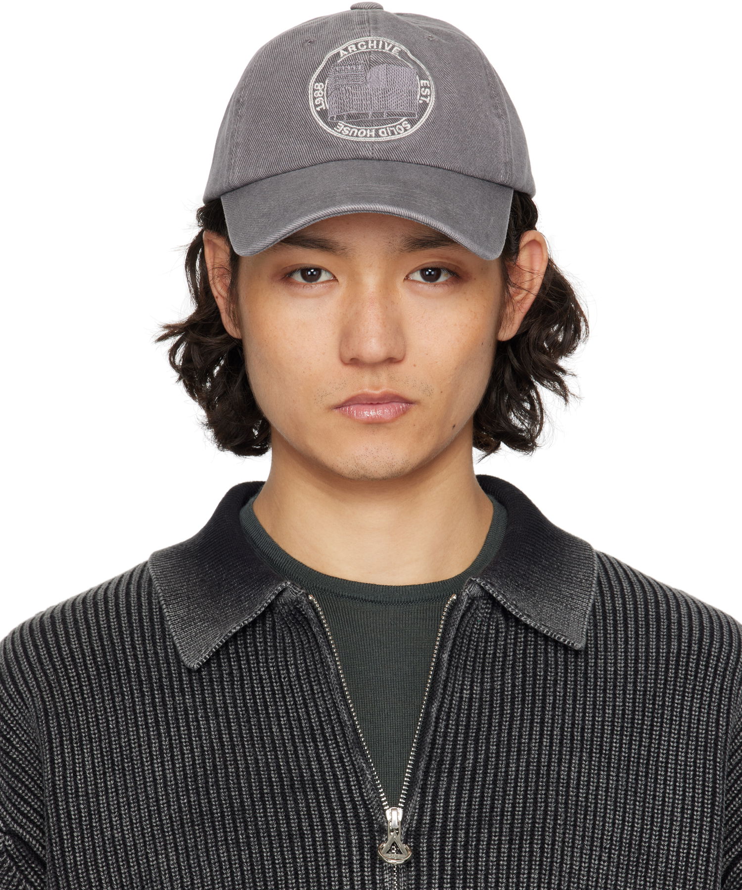 Šiltovka Solid Homme Solid Homme 'Solid House' Cotton Baseball Cap Šedá | S251AC12, 0