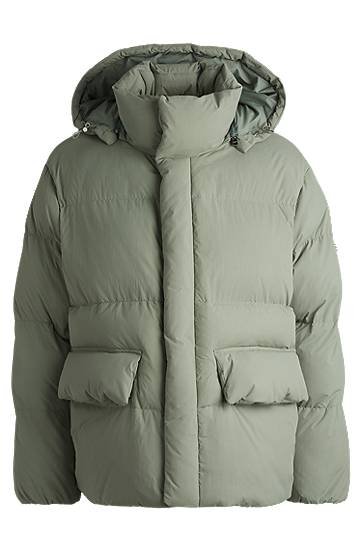 Prešívaná bunda BOSS Water-Repellent Puffer Jacket with Monogram Zelené | 50524002, 0