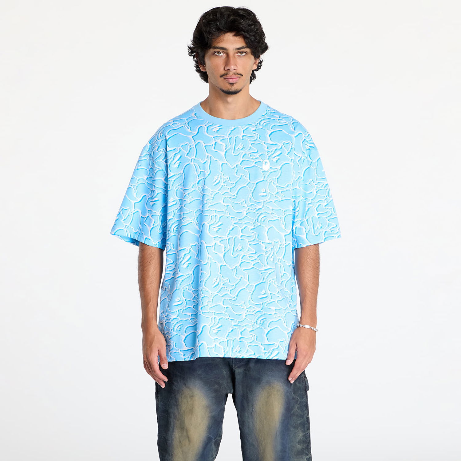 Tričko BAPE Abc Sea Surface Camo Relaxed Fit Tee Blue Modrá | 001CSK701002F BLU, 0