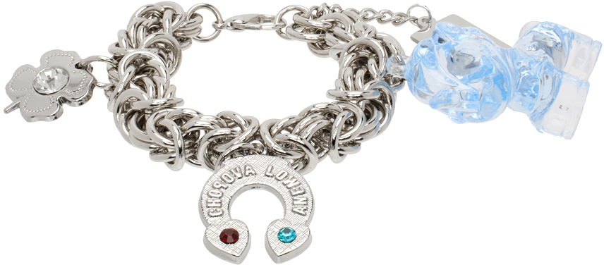 Náramok Chopova Lowena Charm Bracelet with Clover and Blue Crystal Charms Metalická | 6539, 0