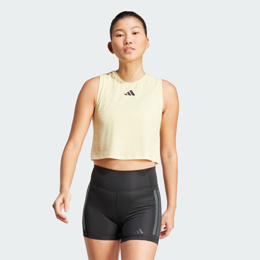 Tielko adidas Performance Power 3-Stripes Boxy Training Cropped Tank Top Žltá | JG6182, 0