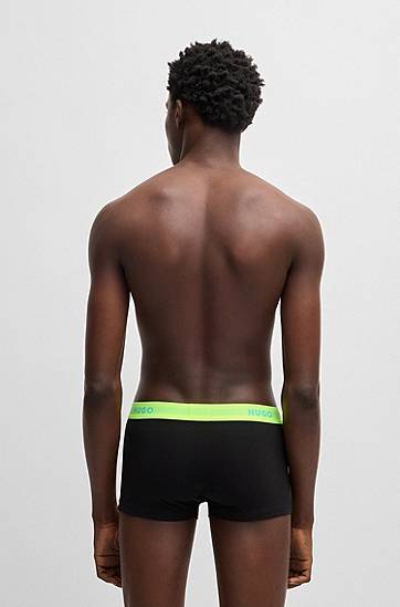 Boxerky BOSS HUGO Three-Pack Stretch-Cotton Trunks with Logo Waistbands Čierna | 50532611, 1