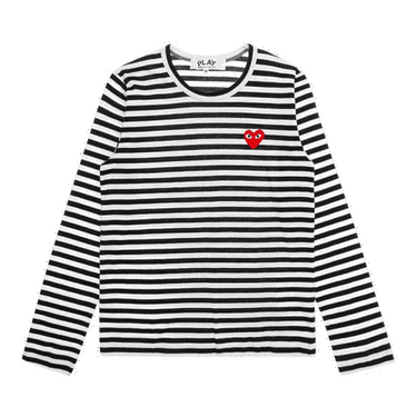Tričko Comme des Garçons PLAY Striped Long Sleeve T-Shirt with Red Heart Logo Rôznofarebný | AZ T163 051 1, 0