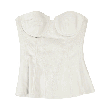 Body AMIRI Leather And Lace Corset Top Biela | WTCOR LTHWHT WHIT, 0