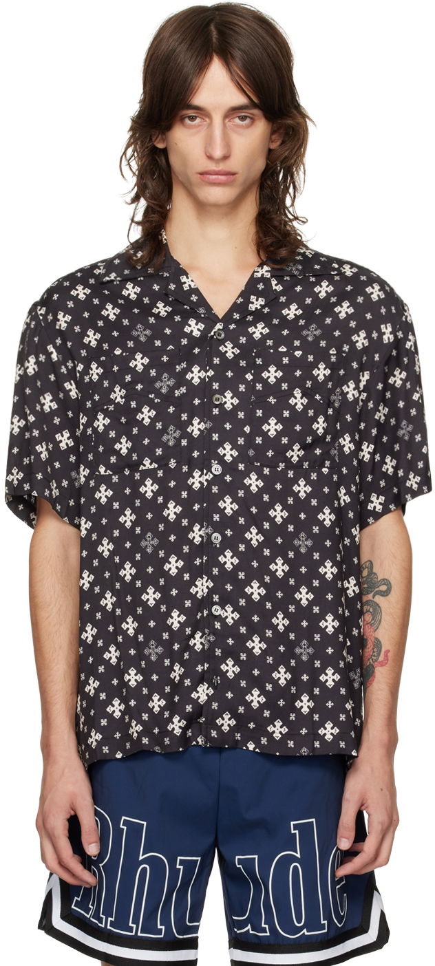 Košeľa Rhude Patterned Shirt Čierna | RHPF24SR02450