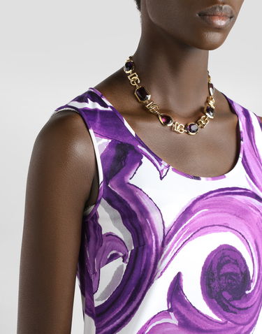 Tielko Dolce & Gabbana Dolce & Gabbana Majolica-Print Sleeveless Top Fialová | F7AV2TFS8C0IP3TN, 3