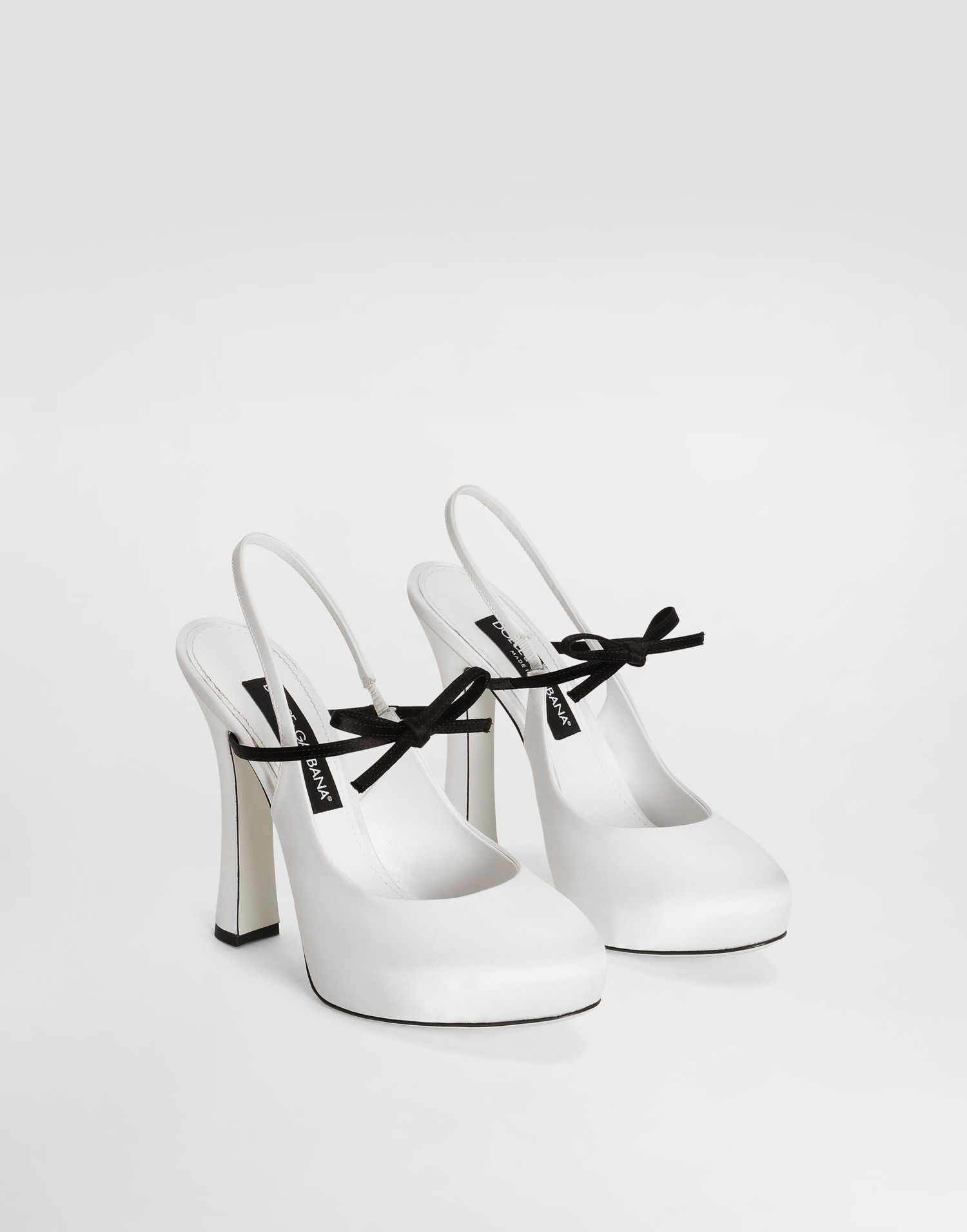 Tenisky a topánky Dolce & Gabbana Dolce & Gabbana Satin Slingbacks with Bow Biela | CG0930AE54789697, 1