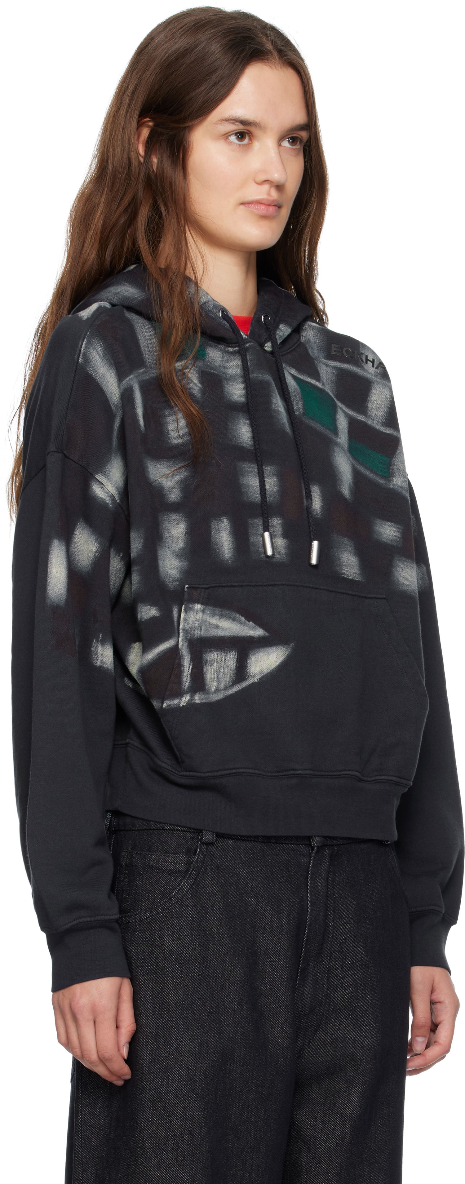 Mikina Eckhaus Latta Eckhaus Latta Garment-Dyed Printed Hoodie Čierna | 251-EL-PF25-P -, 1