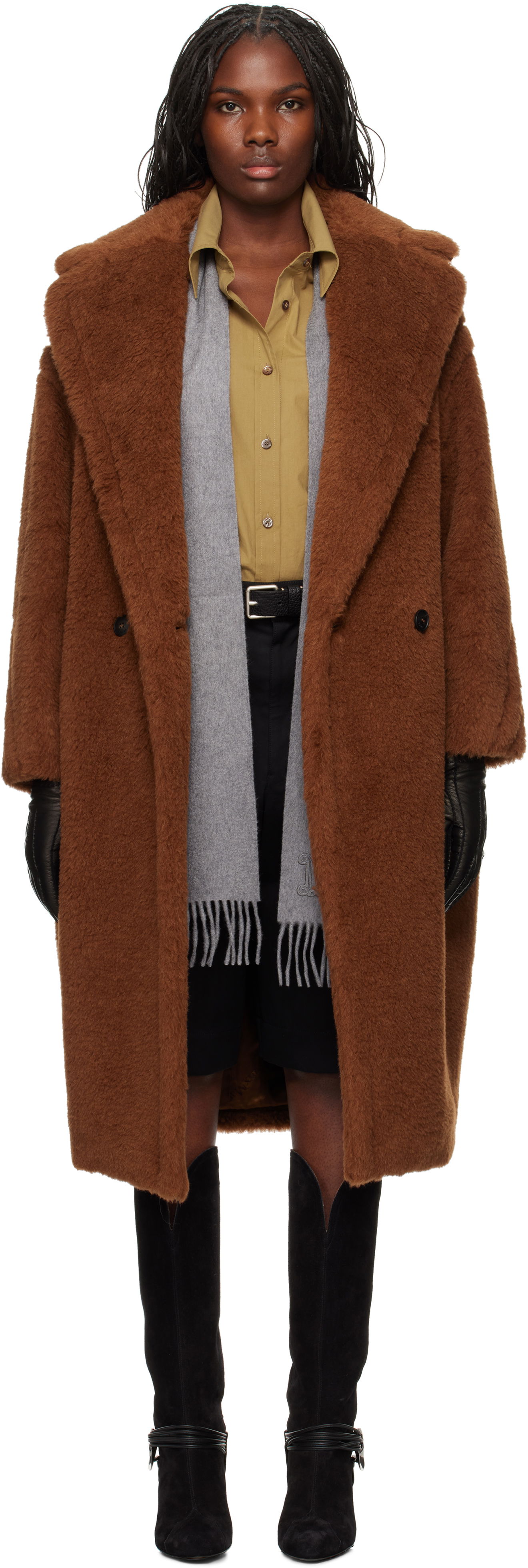 Kabáty Max Mara Max Mara Tedgirl Teddy Coat Hnedá | 2421016042600 MM10501, 0