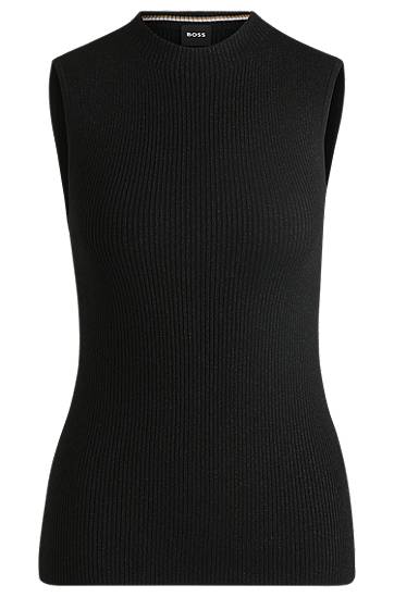 Sveter BOSS Ribbed Sleeveless Top Čierna | 50523749
