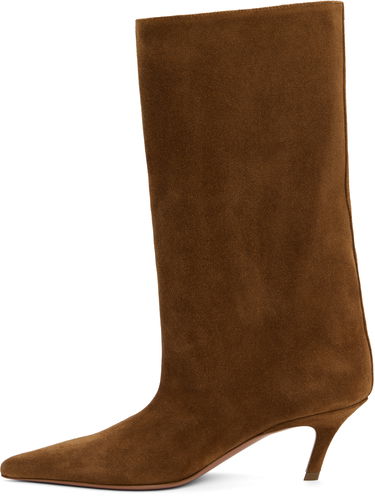 Oblečenie Amina Muaddi Amina Muaddi Fiona 60 Suede Kitten Heel Boots Hnedá | FIONA BOOT SUEDE, 2