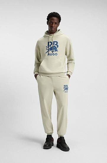 Mikina BOSS RB cotton-terry hoodie with bull graphic Béžová | 50549313, 1