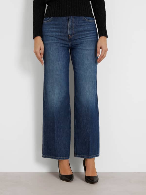 Nohavice a džínsy GUESS Wide Leg Denim Pant Navy | W4GA1JD5DR3, 0