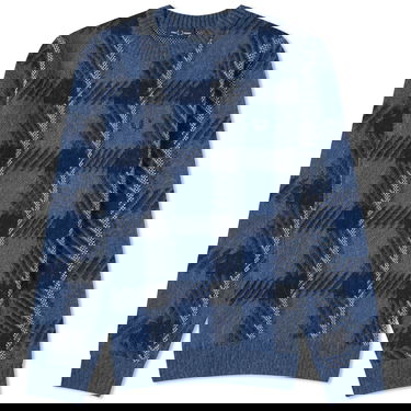 Sveter Fred Perry Glitch Tartan Crew Jumper Navy | K6532-963, 0