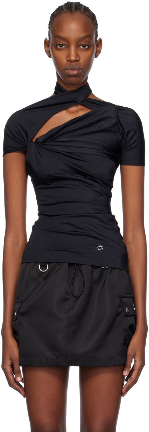 Tričko Coperni Coperni Asymmetric Draped T-Shirt Čierna | COPJS54545, 0