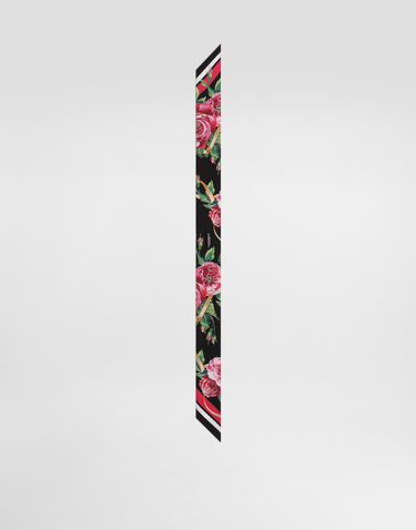 Šál Dolce & Gabbana Dolce & Gabbana Rose-Print Twill Headscarf Čierna | FS215AGDCUOHD5JA, 1