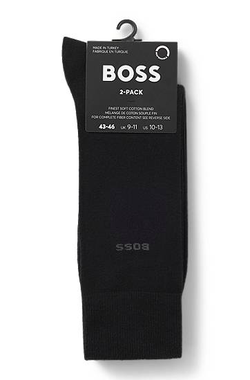 Ponožky BOSS Two-Pack of Regular-Length Cotton-Blend Socks Čierna | 50516616, 1