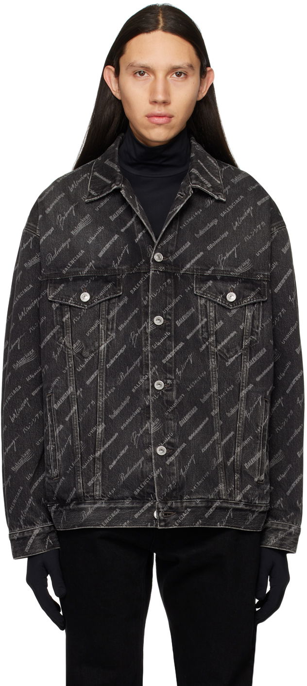 Bunda Balenciaga Logomania Denim Jacket Čierna | 724738-TBP47-1270, 0