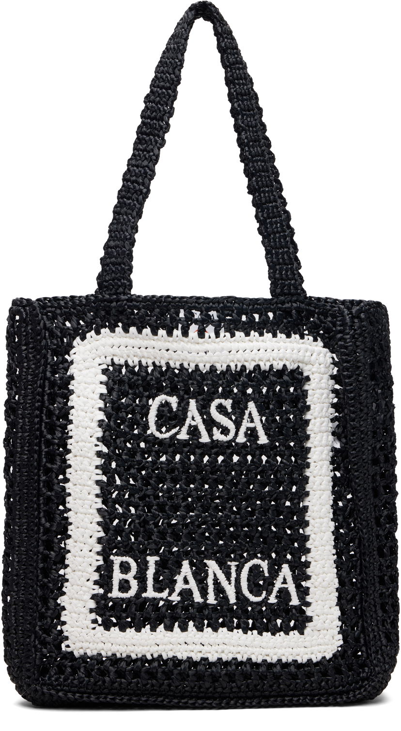 Tote bag Casablanca Casablanca Raffia Tote Čierna | A-SP26-BAG-175-02
