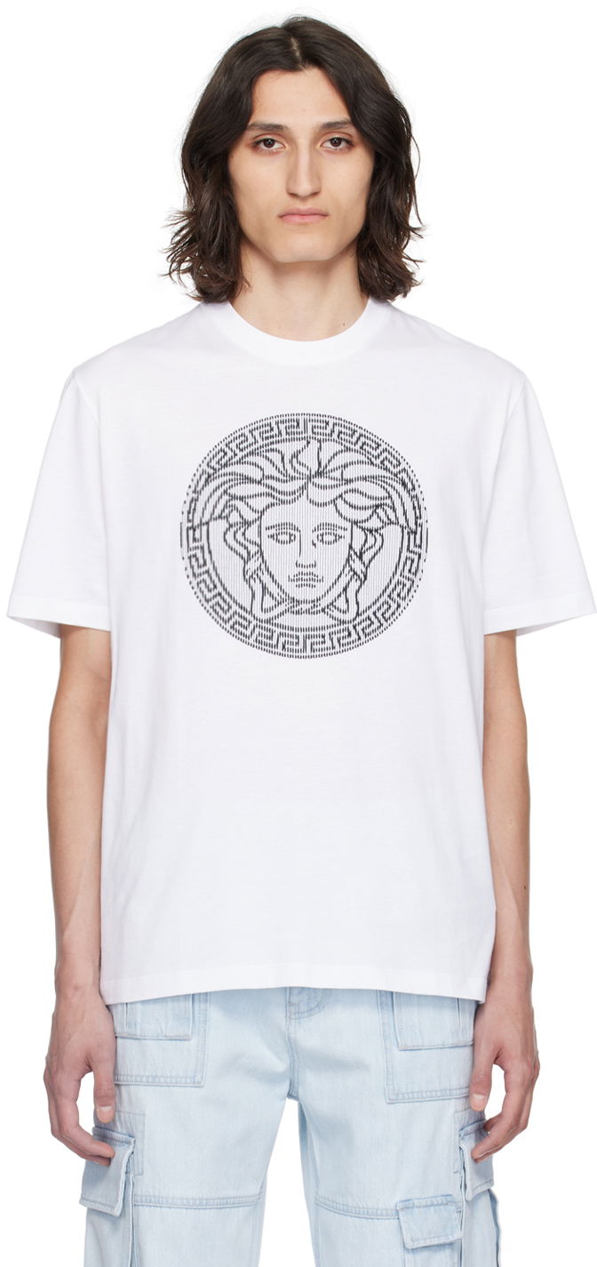 Tričko Versace White Medusa Sliced T-Shirt Biela | 1013302_1A10721