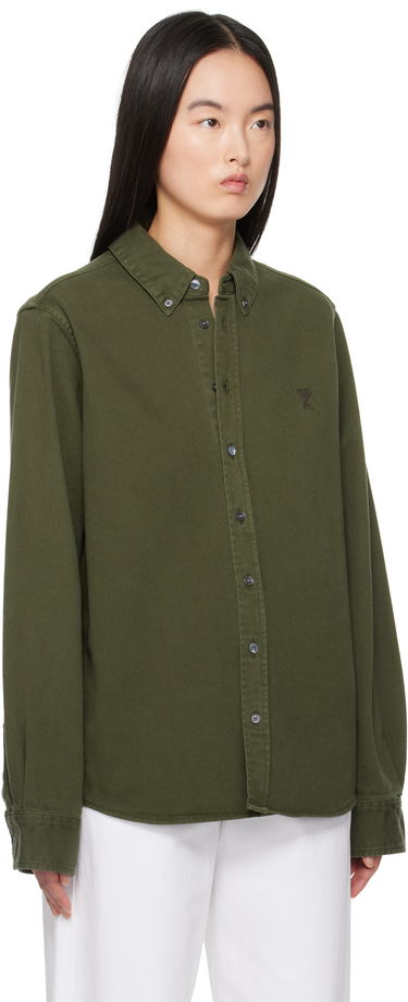 Košeľa AMI AMI Cotton Button-Down Ami de Coeur Shirt Vínová | USH060.DE0054, 4