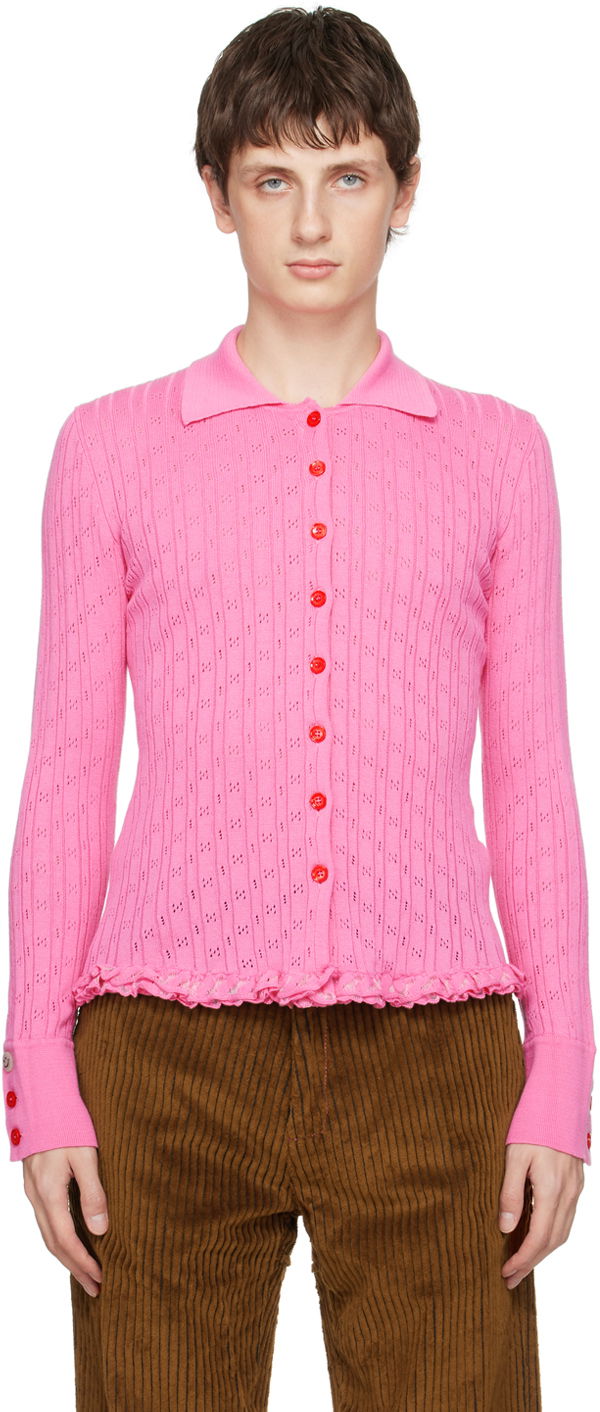 Scalloped Knit Polo Top